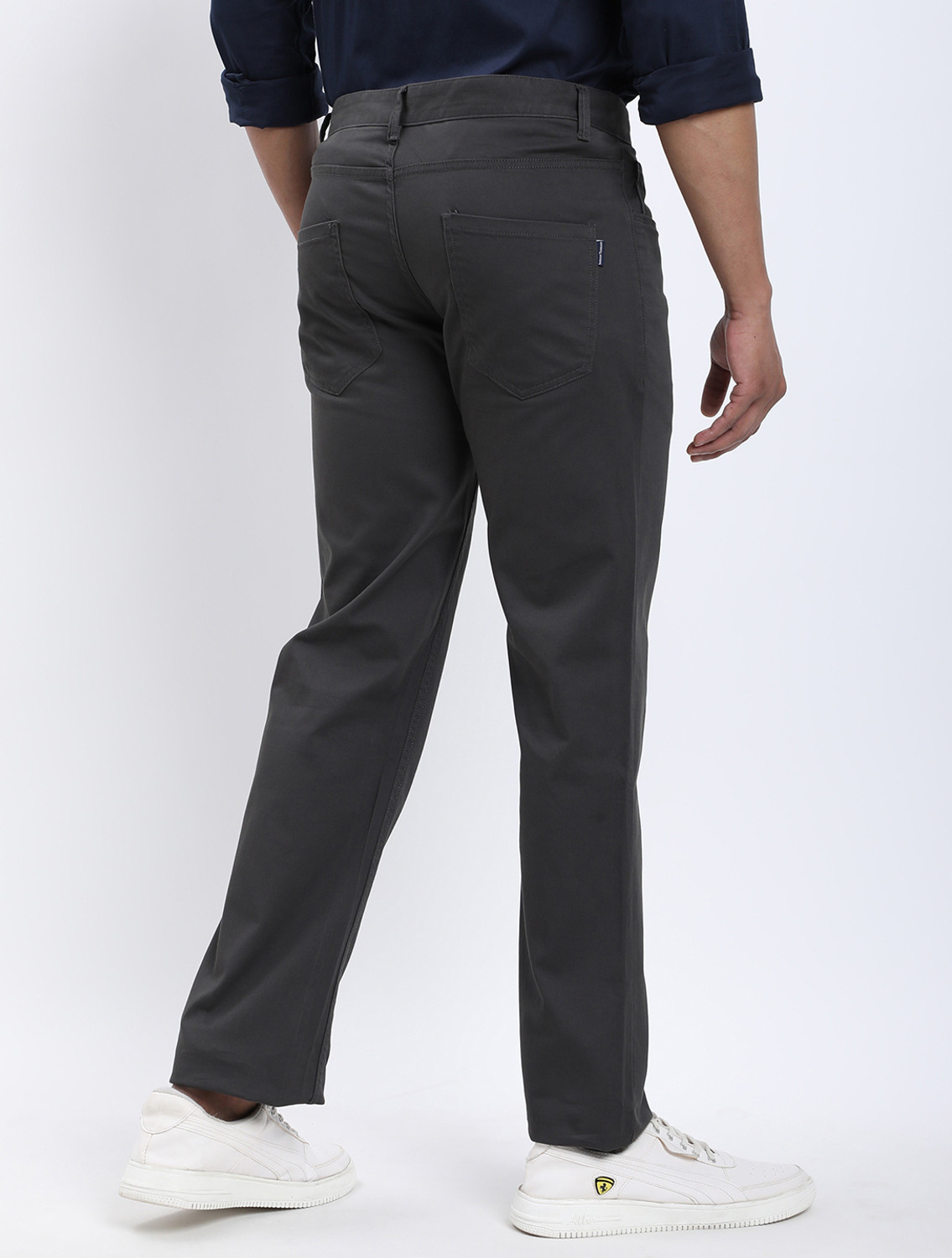 Image of INDIAN TERRAIN Regular Fit Men Grey Trousers