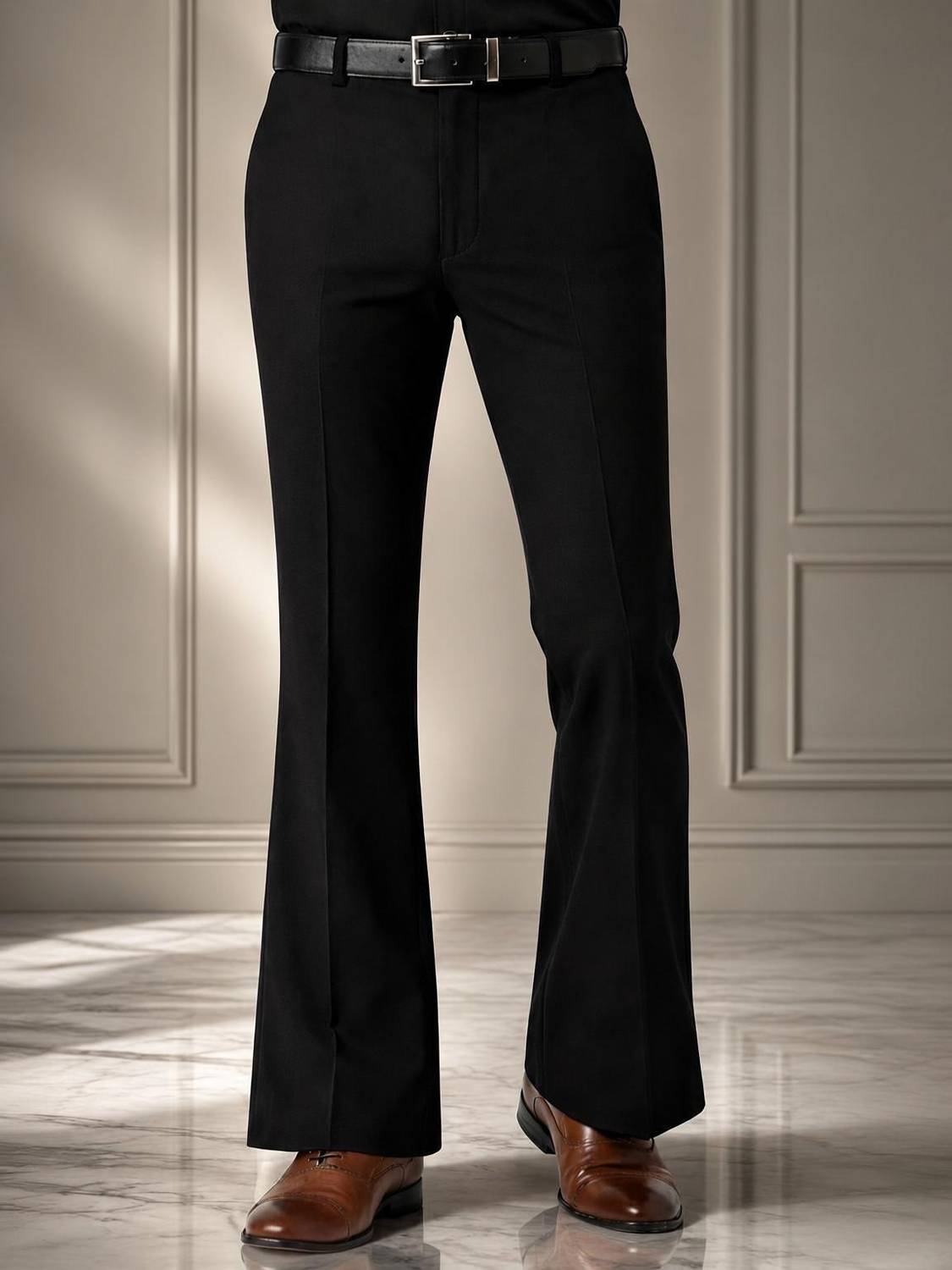 Achieverss Flared Men Black Trousers
