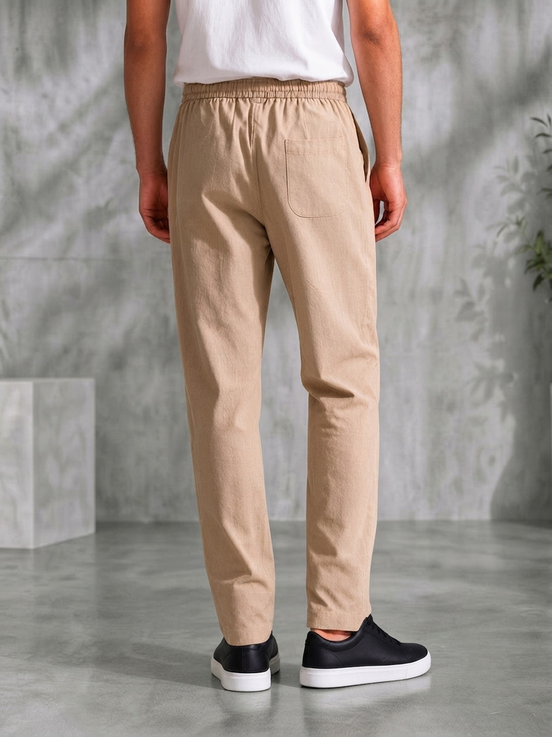 Image of HERE&NOW Straight Fit Men Cream Trousers