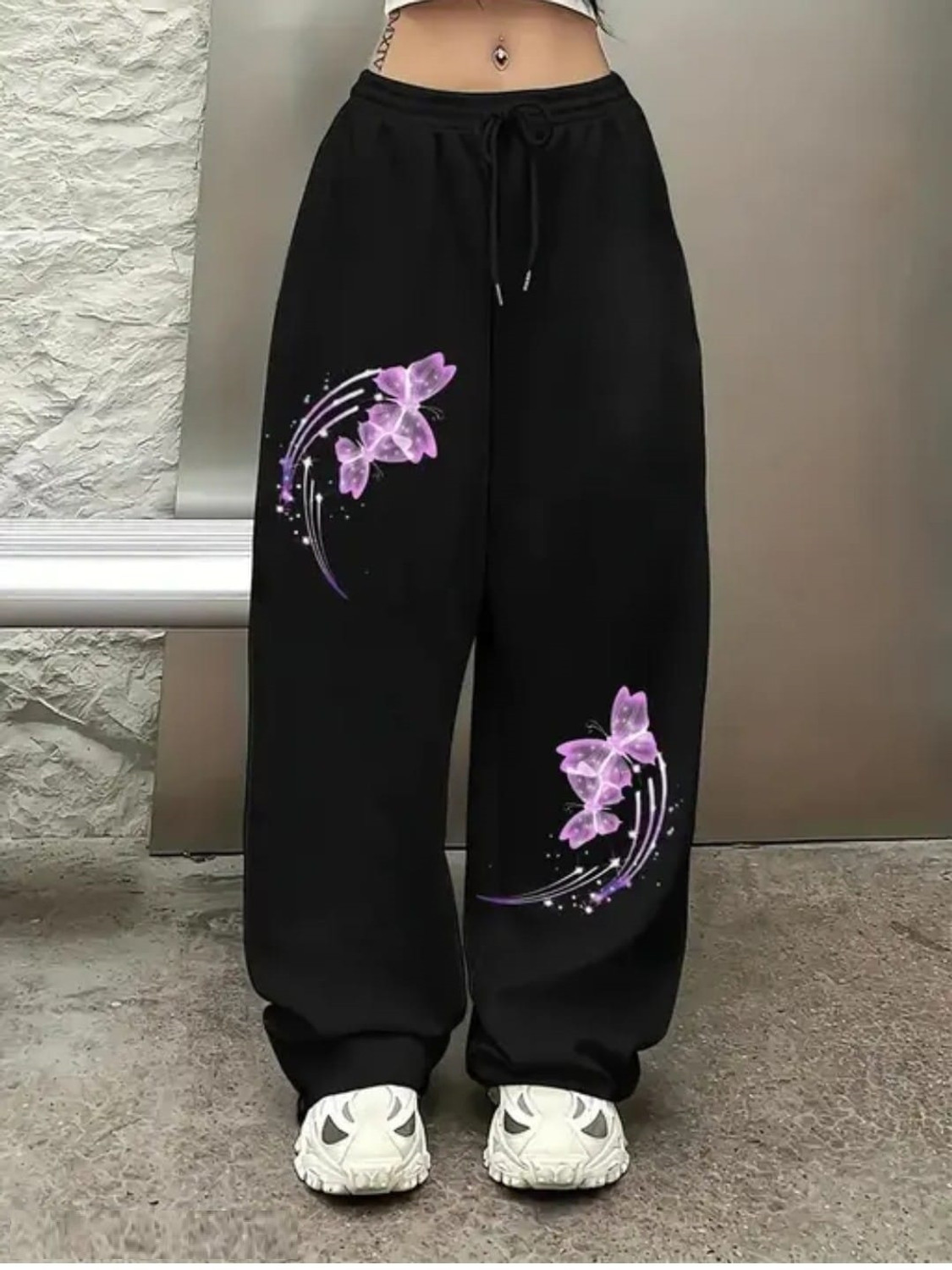 Image of FASHIONKR Regular Fit, Loose Fit Women Black Trousers