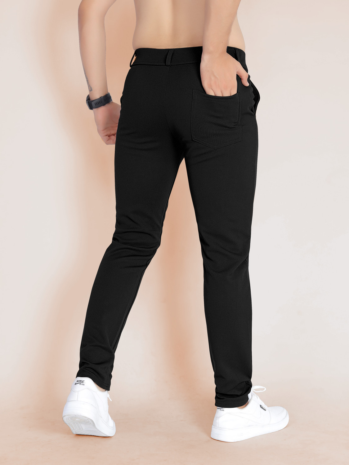 Image of Shivark Slim Fit Men Black Trousers