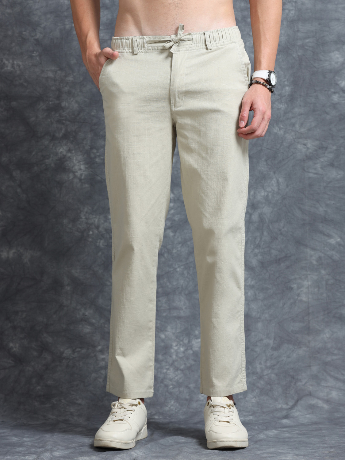 Image of Trumode Relaxed Men Cream Trousers