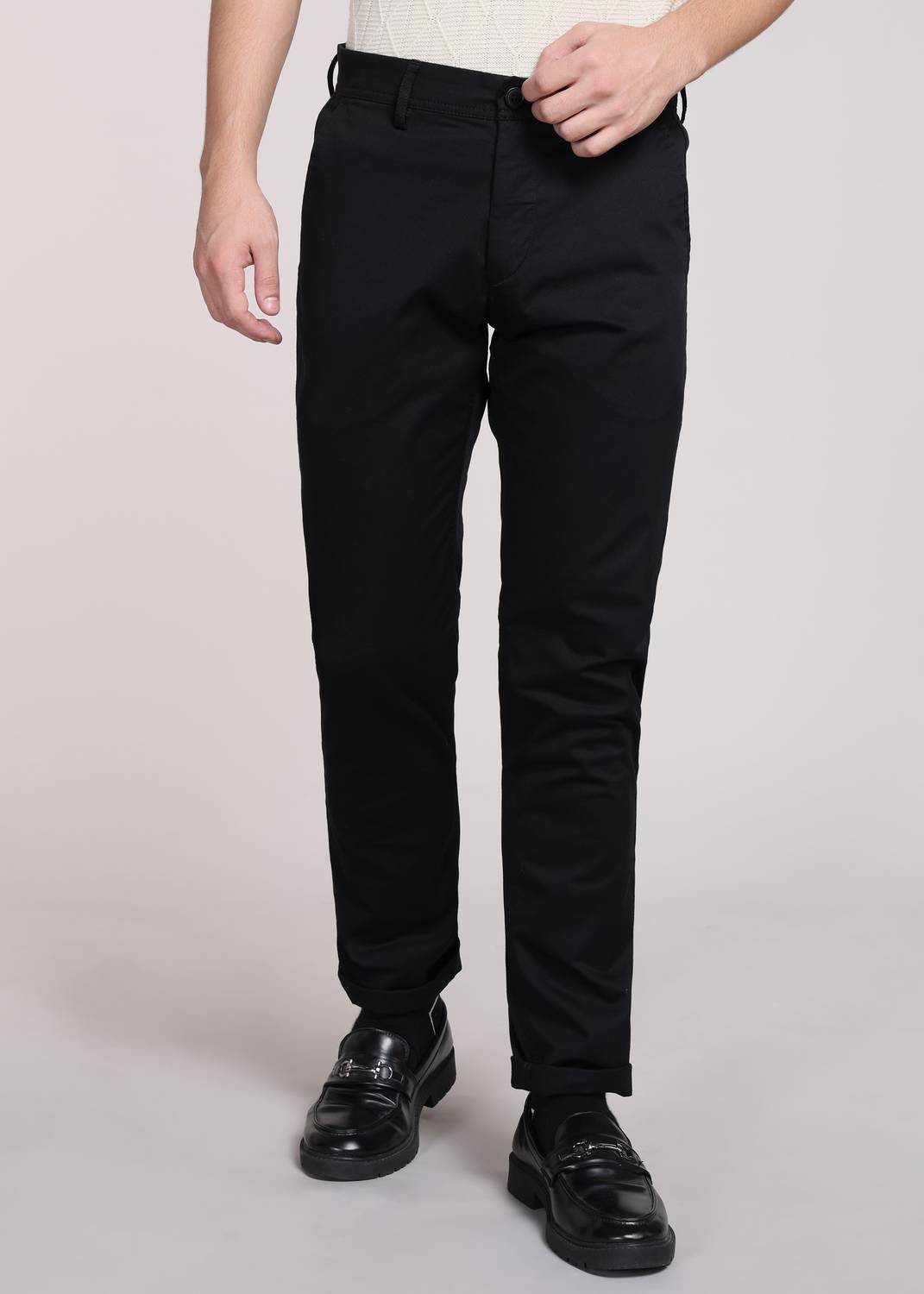 PETER ENGLAND Slim Fit Men Black Trousers price history chart and lowest price