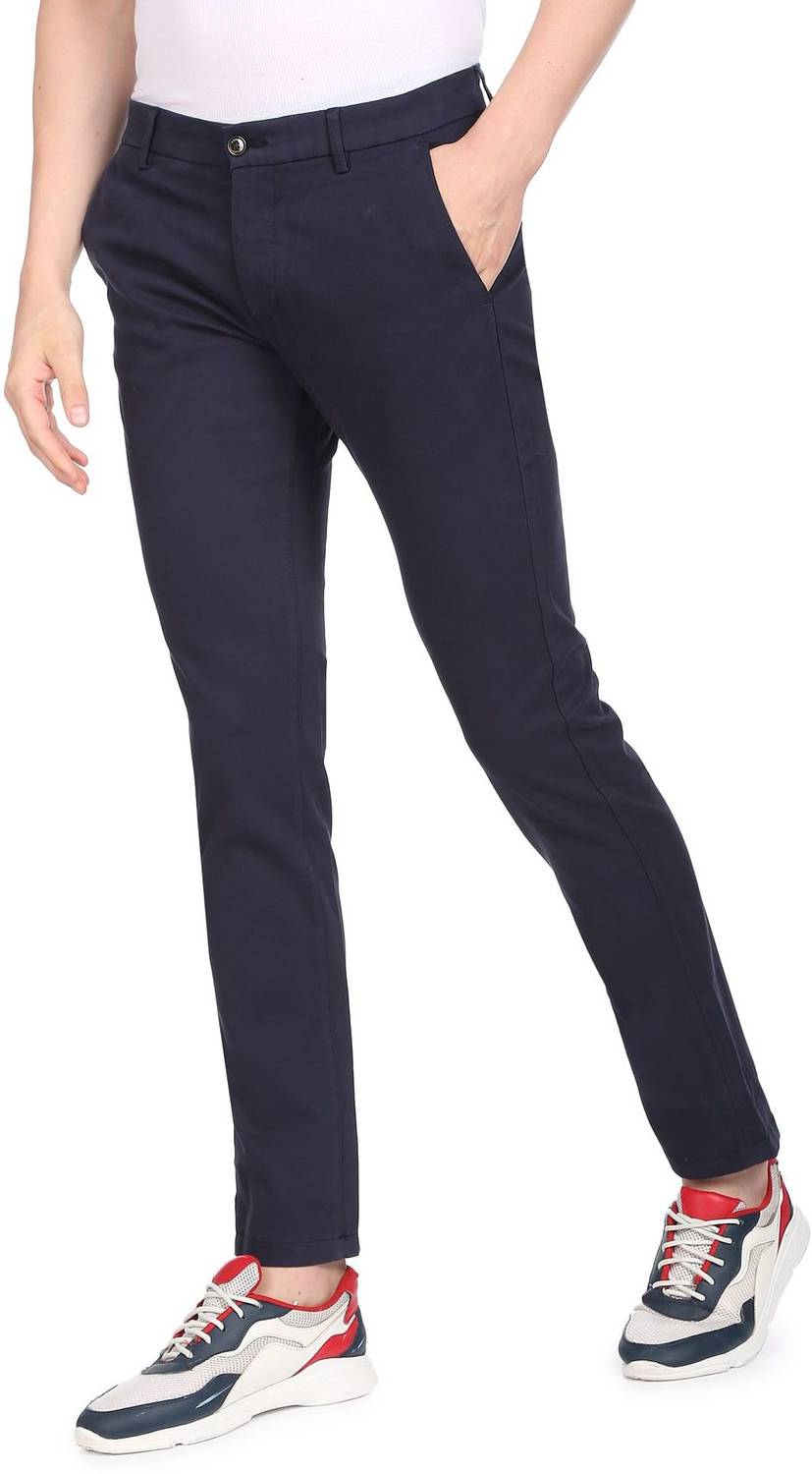 Arrow Sport Slim Fit Men Blue Trousers
