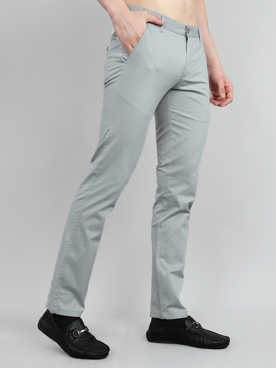 Image of MONTE CARLO Slim Fit Men Grey Trousers