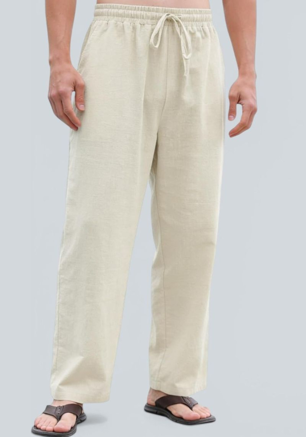 Image of Javier Comfort Fit Men Beige Trousers