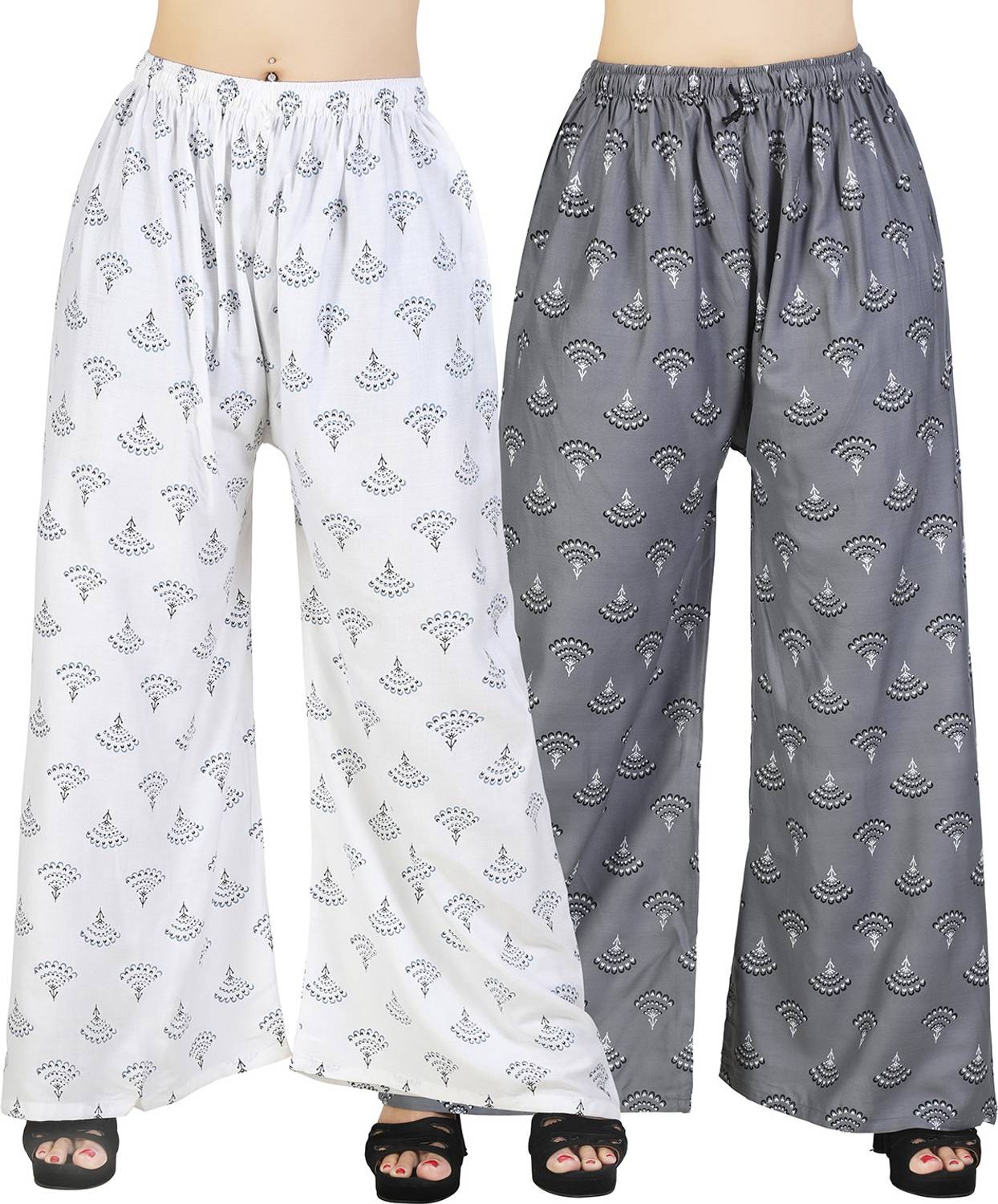 4K FASHION Relaxed Women Grey, White Trousers