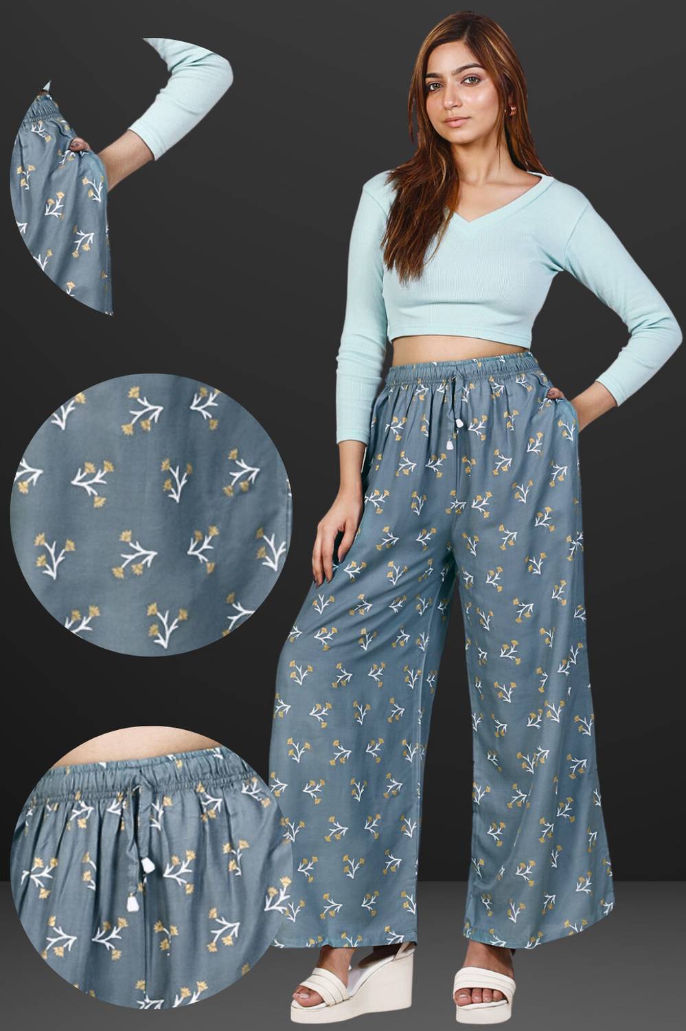 4K FASHION Relaxed Women Grey Trousers