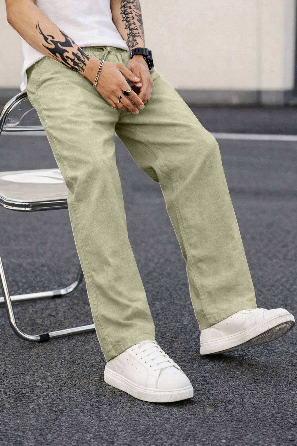 MOTREX Slim Fit Men Light Green Trousers - Image 5