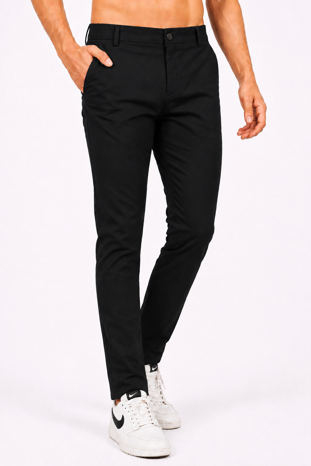 Image of VOKAY Comfort Fit Men Black Trousers