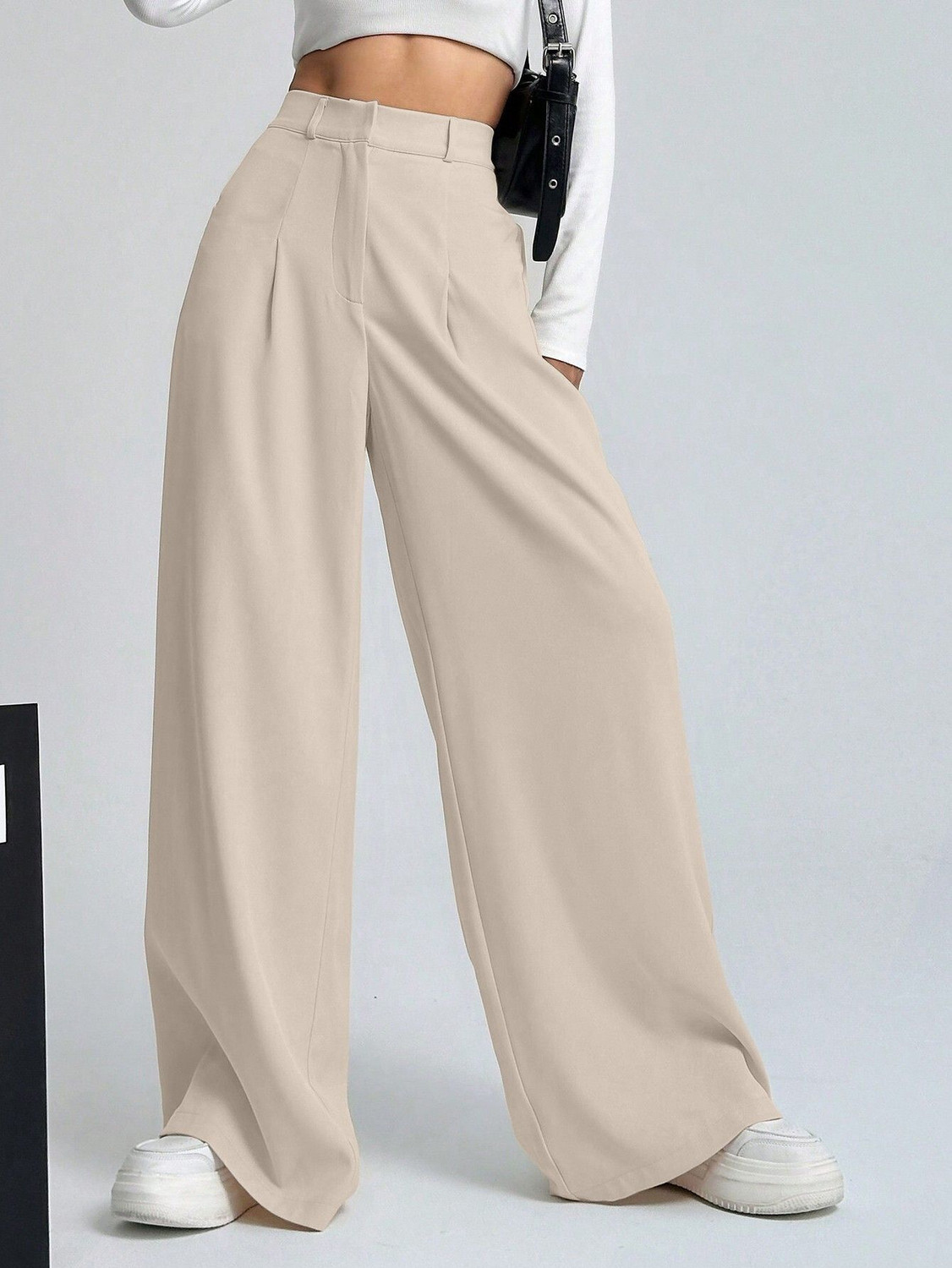 Image of Aahwan Straight Fit Women Beige Trousers