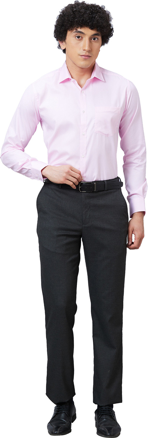 Image of PARK AVENUE Slim Fit Men Grey Trousers