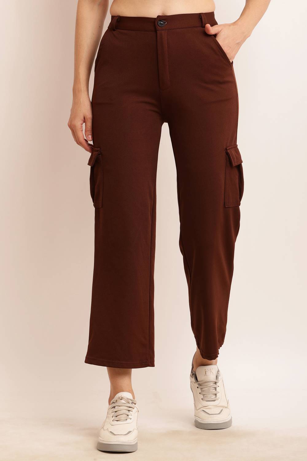 Indy Made Straight Fit Women Brown Trousers