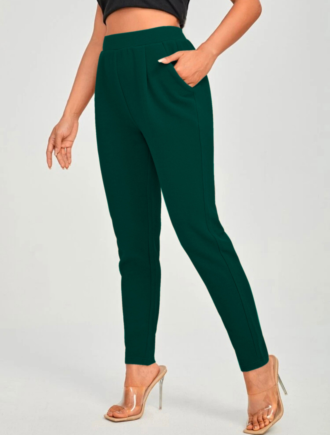 Image of Dream Beauty Fashion Regular Fit Women Dark Green Trousers