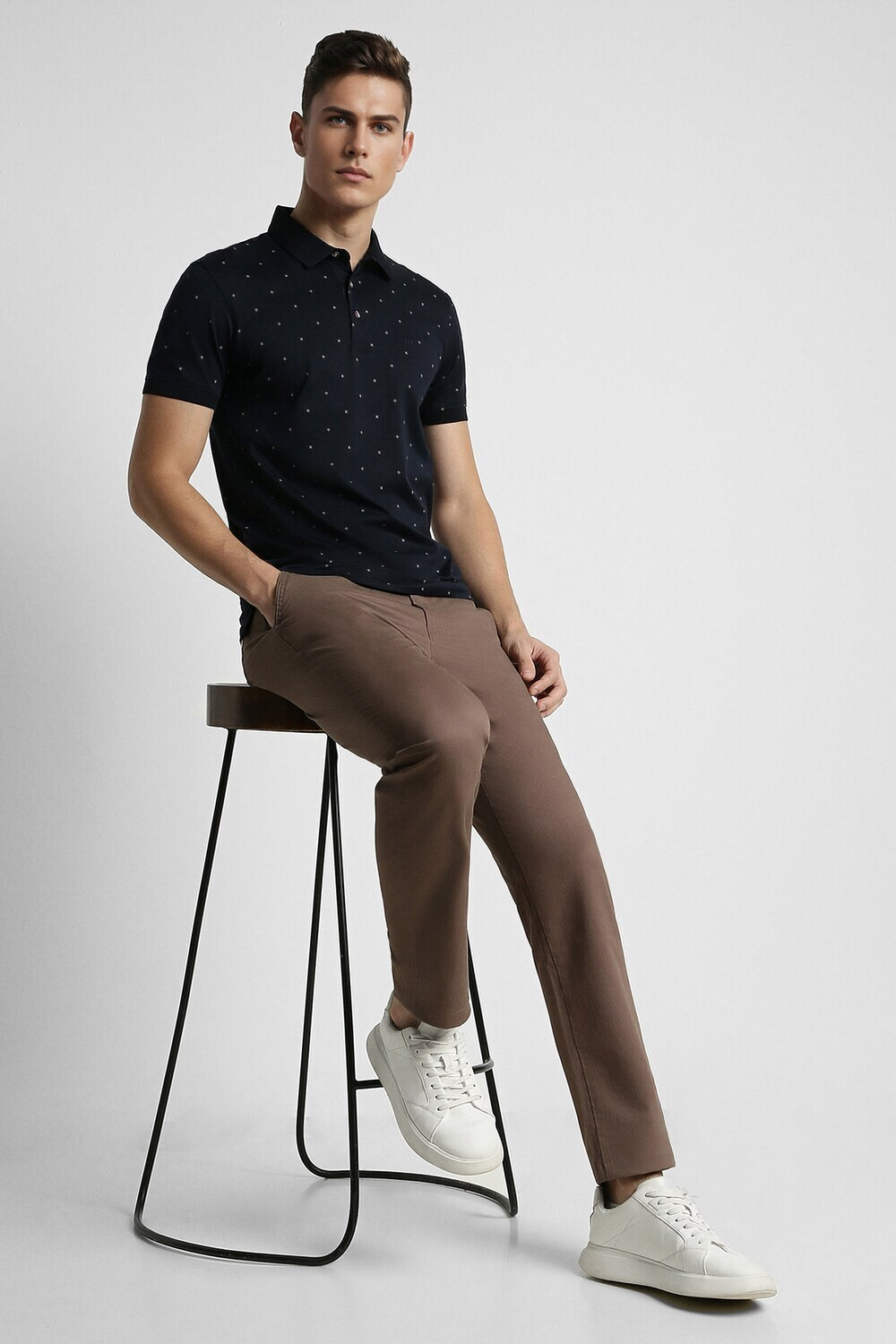 Image of PETER ENGLAND Slim Fit Men Brown Trousers