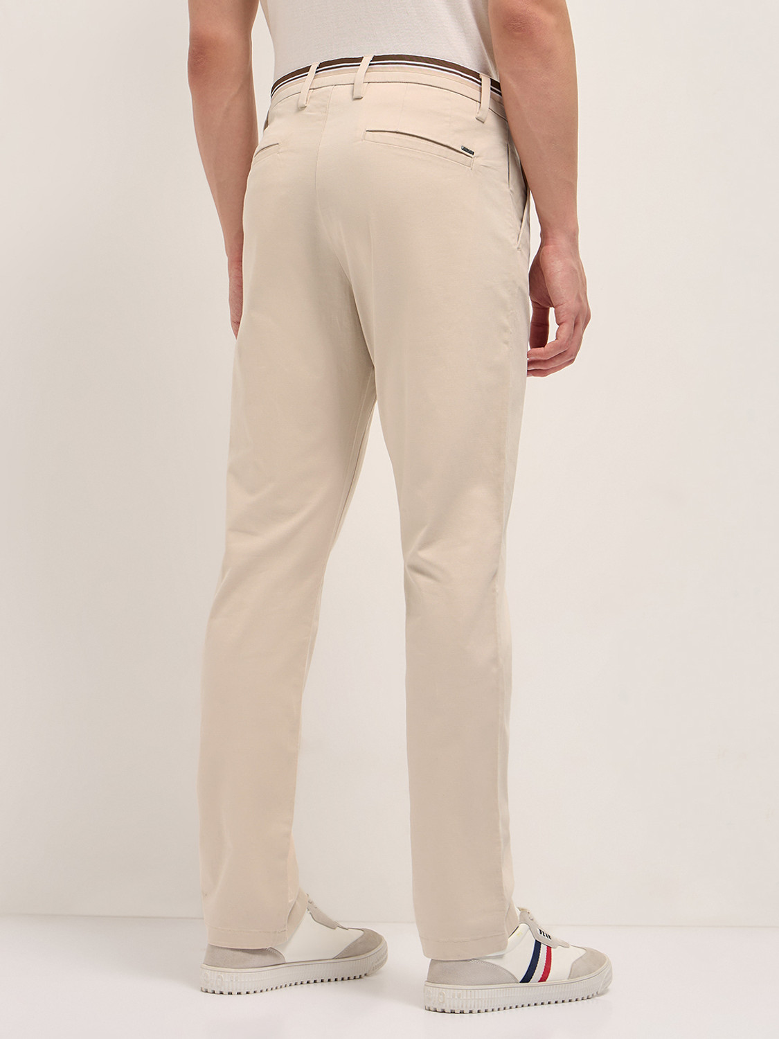 Image of THE BEAR HOUSE Straight Fit Men Cream Trousers
