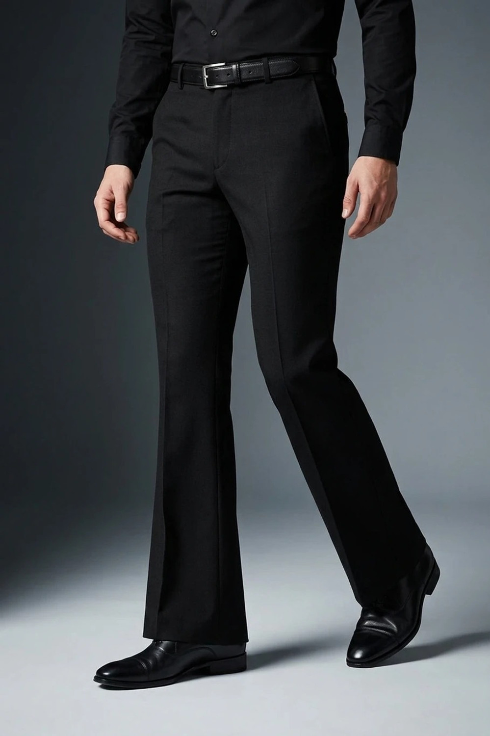 Image of LOVRIN Straight Fit Men Black Trousers
