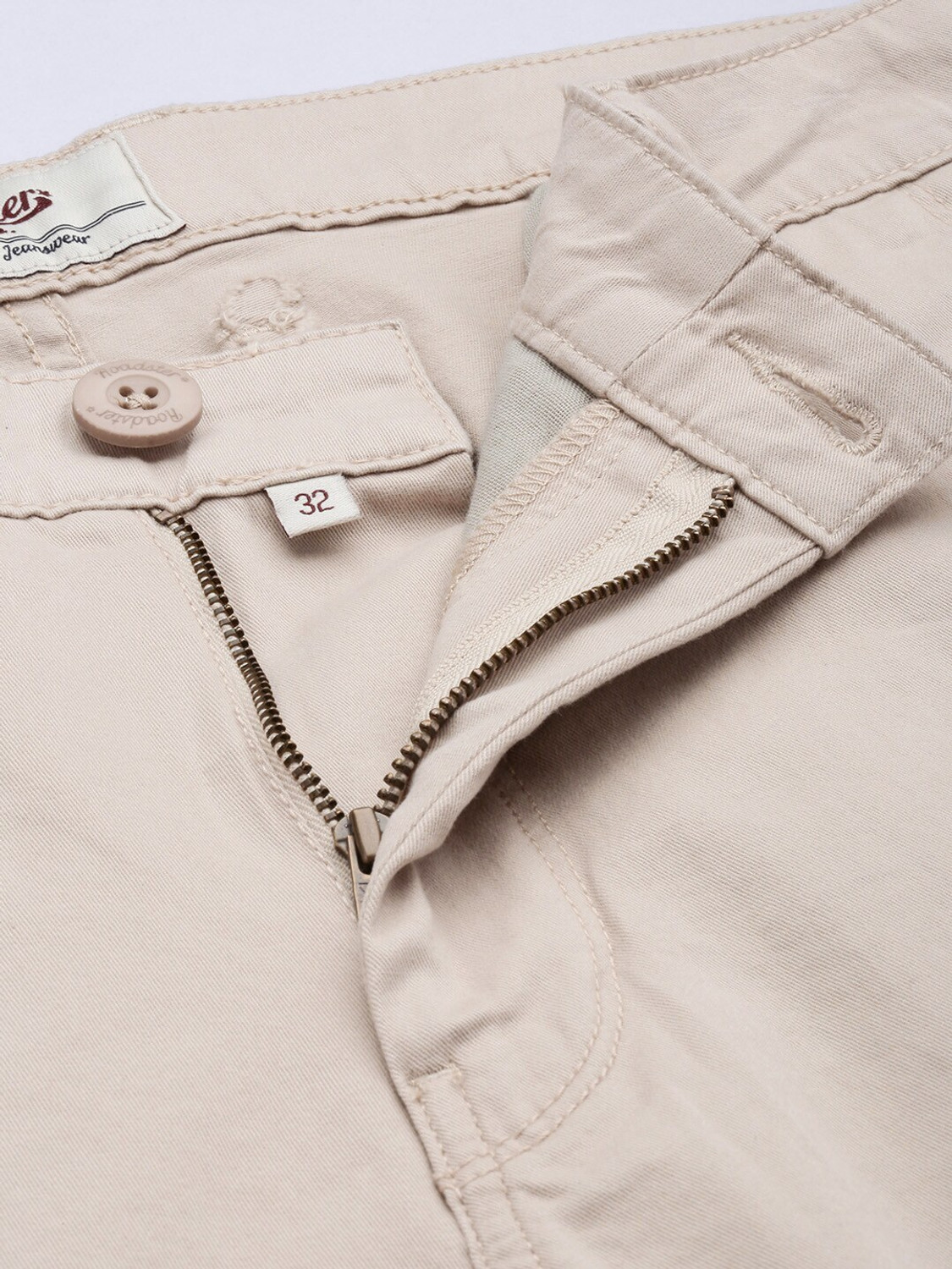 Image of Roadster Regular Fit Men Beige Trousers