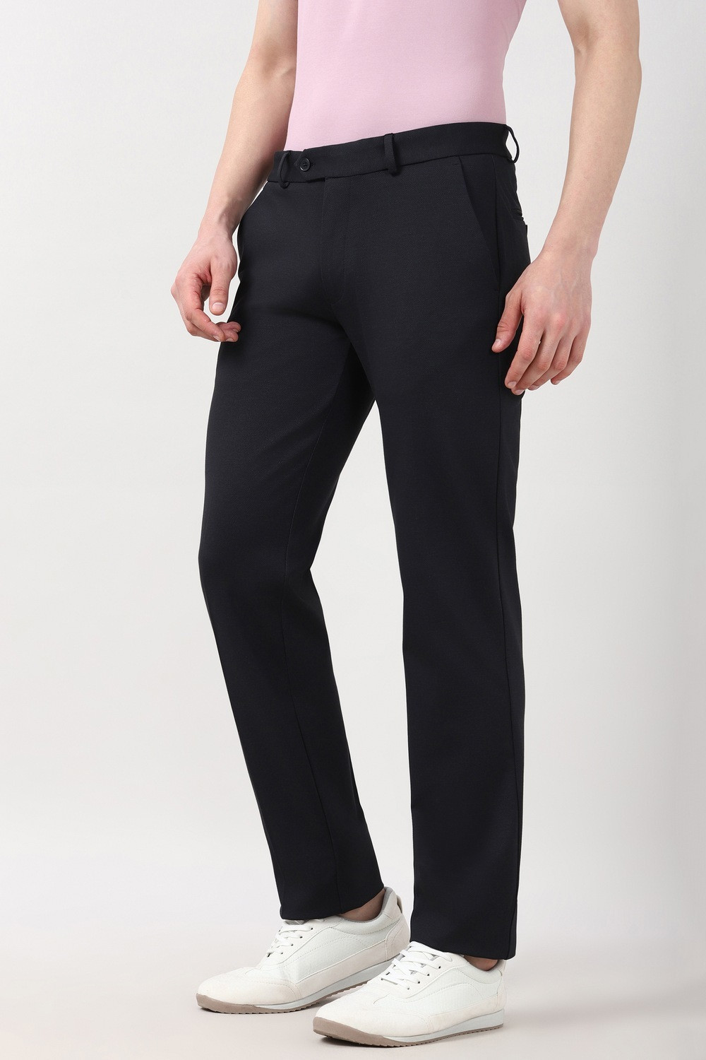 Image of PETER ENGLAND Slim Fit Men Black Trousers