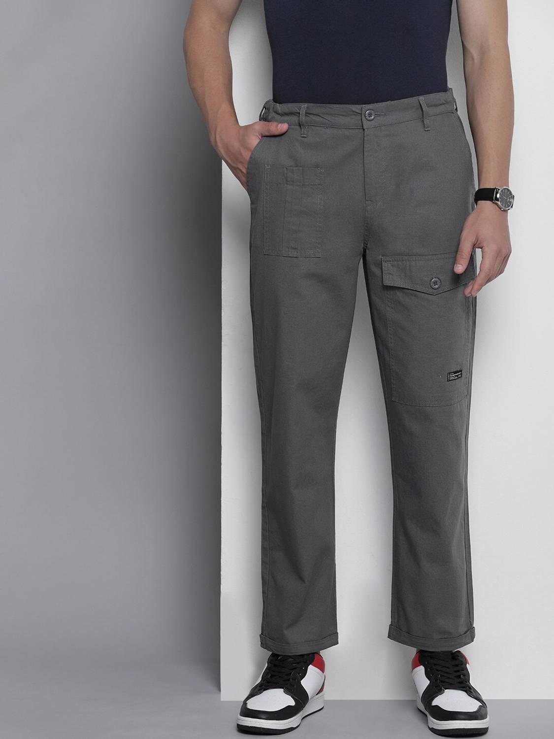 The Indian Garage Co. Men Grey Trousers Regular Fit - Image 2