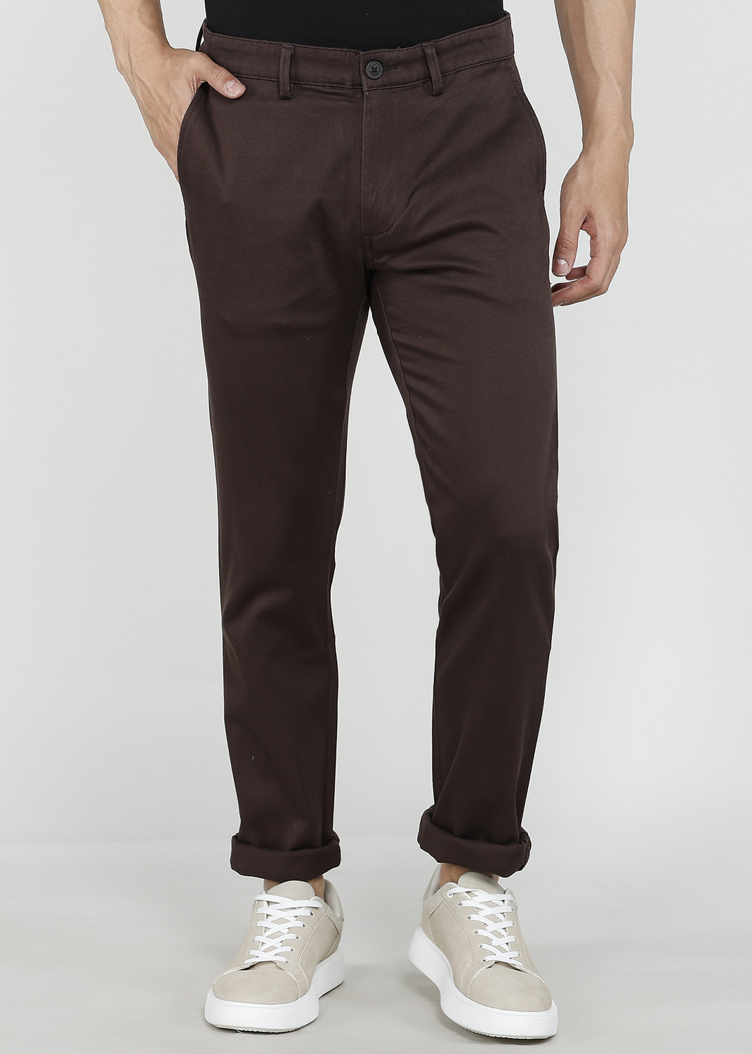 Image of PETER ENGLAND Men Slim Fit Multicolor Pure Cotton Trousers