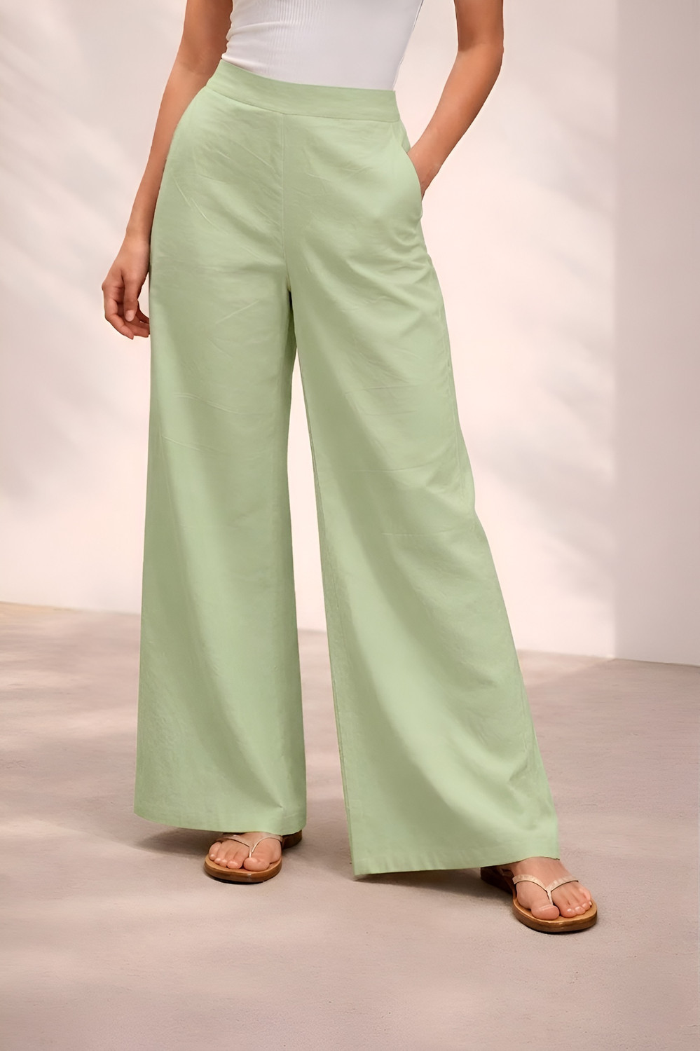 Image of Anmi Comfort Fit Women Green Trousers