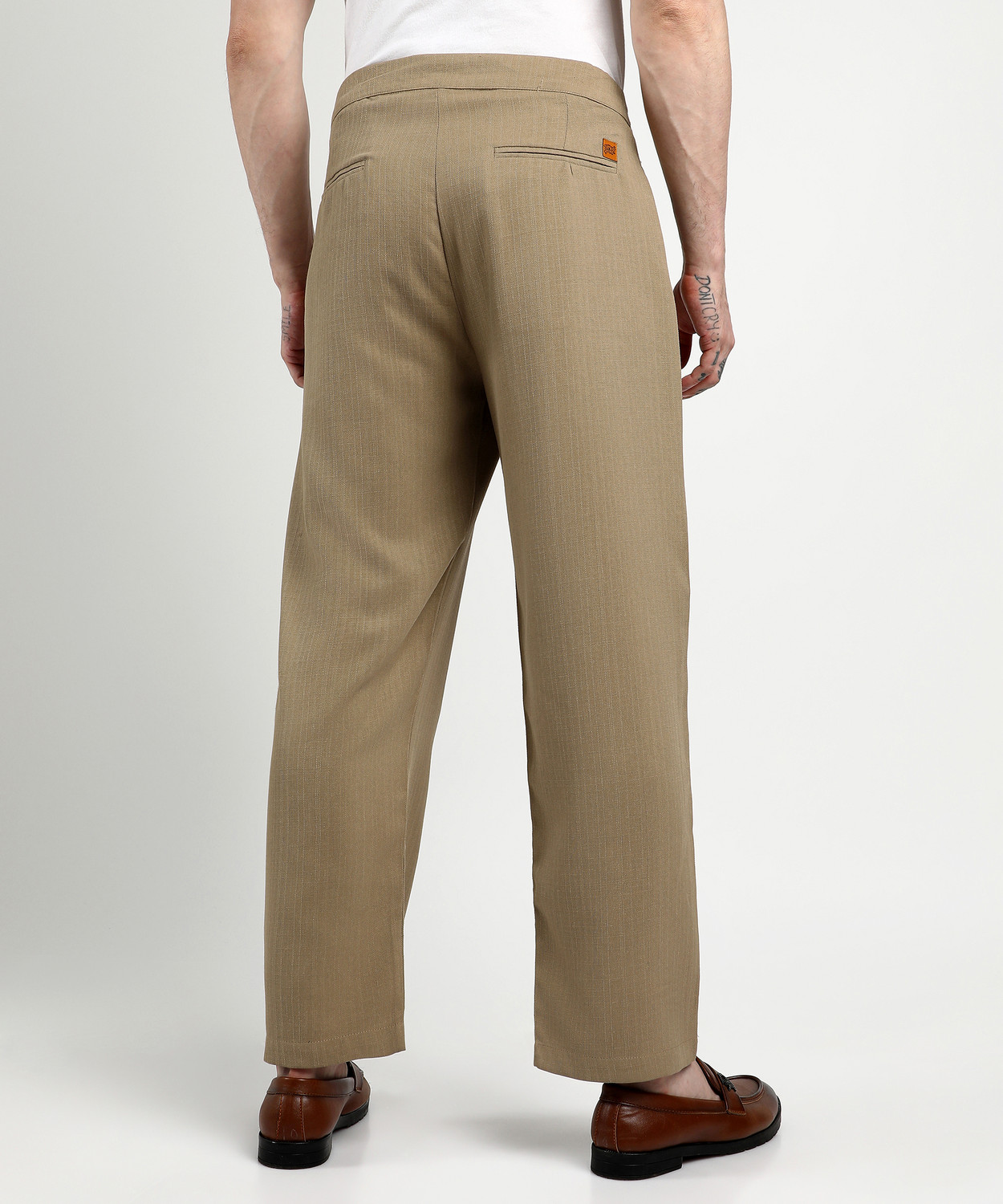 Image of CAHOOT Men Regular Fit Brown Polyester Trousers