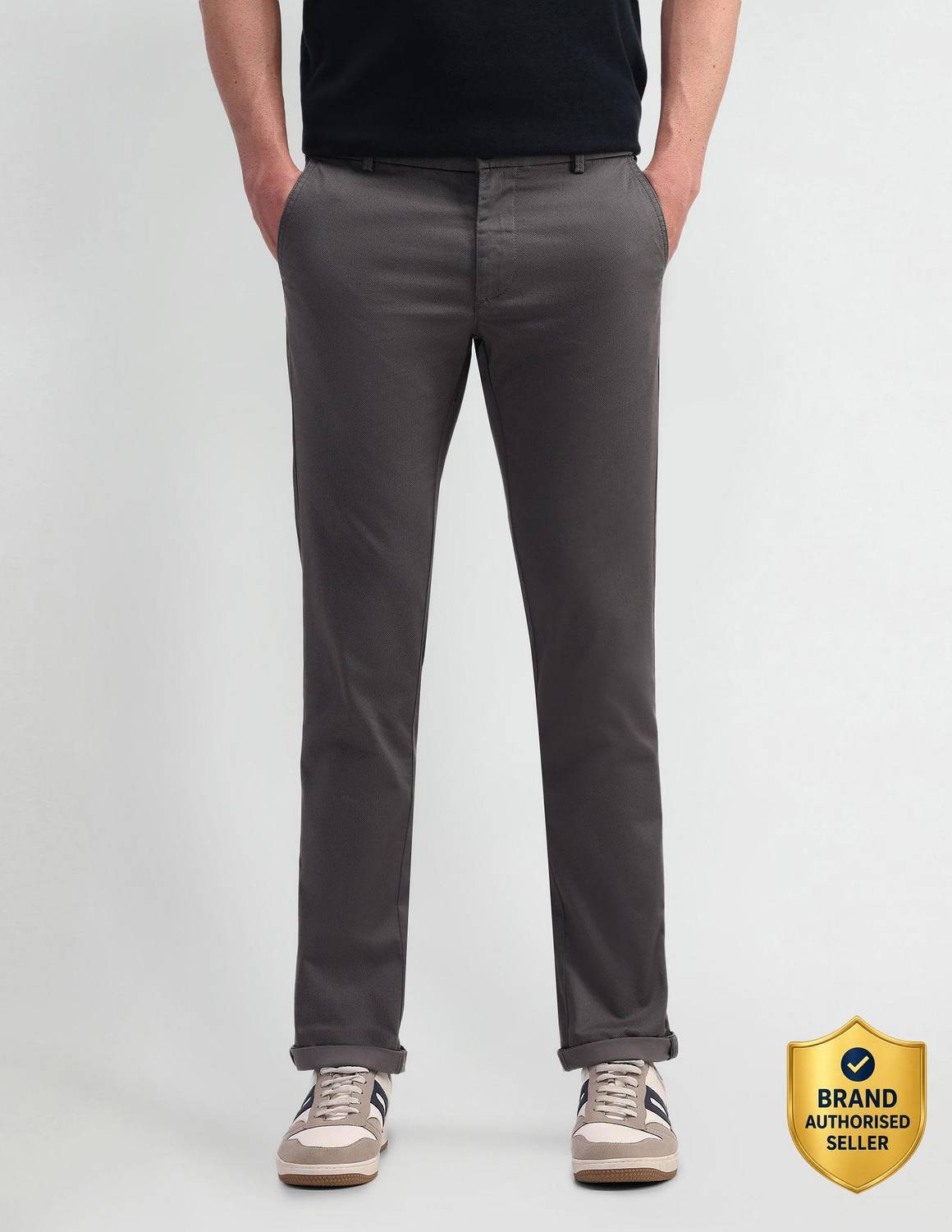 Arrow Sport Slim Fit Men Grey Trousers