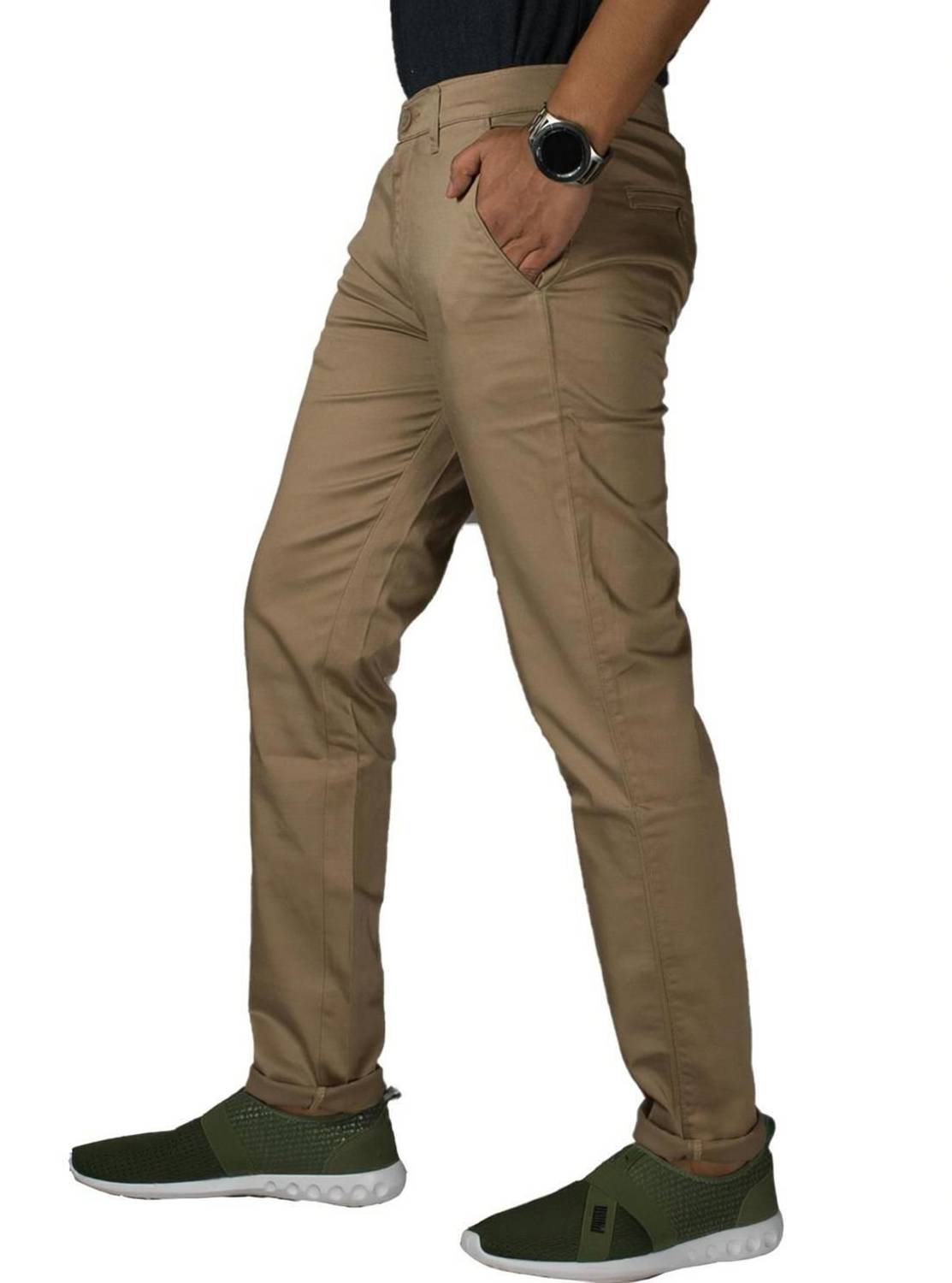 0-DEGREE Slim Fit Men Beige Trousers