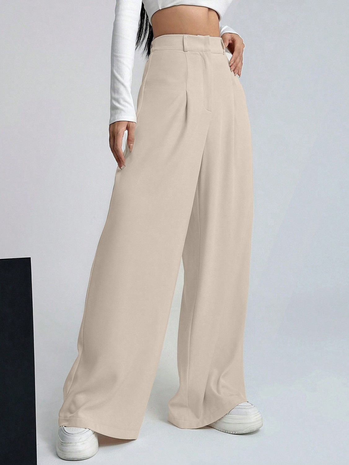 Image of Aahwan Straight Fit Women Beige Trousers