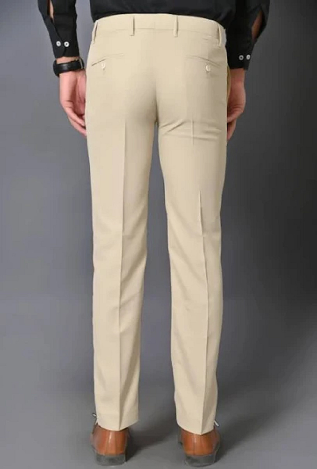 Image of BRDFASHION Pack of 2 Men Comfort Fit Black, Cream Polycotton Trousers