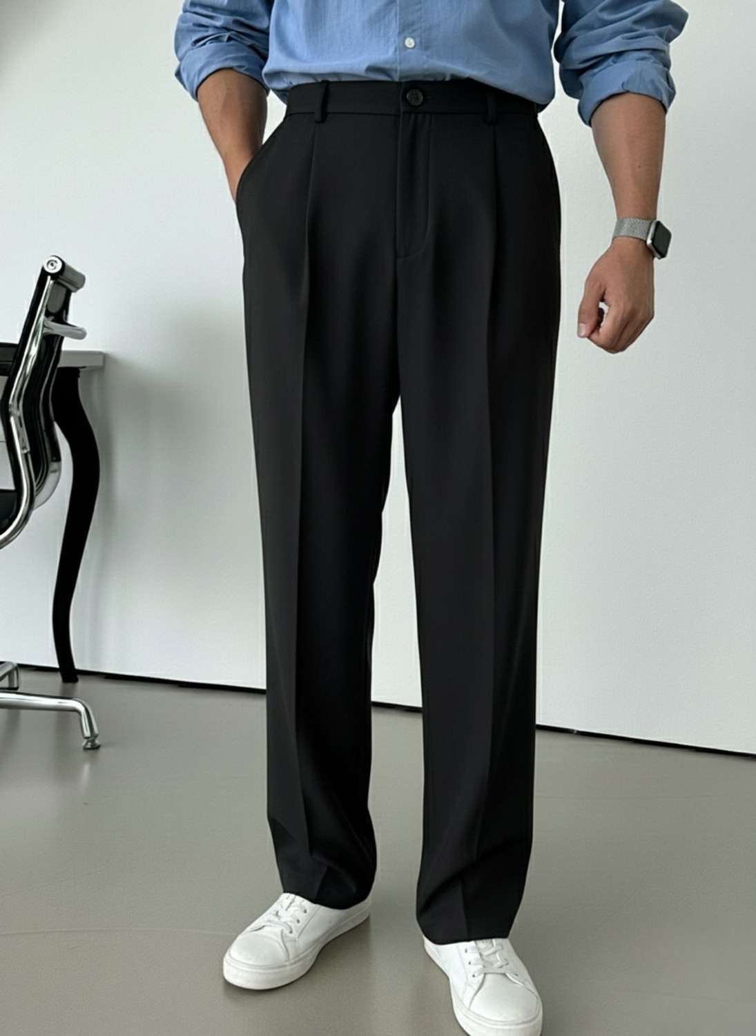 Image of INDICLUB Relaxed Men Black Trousers