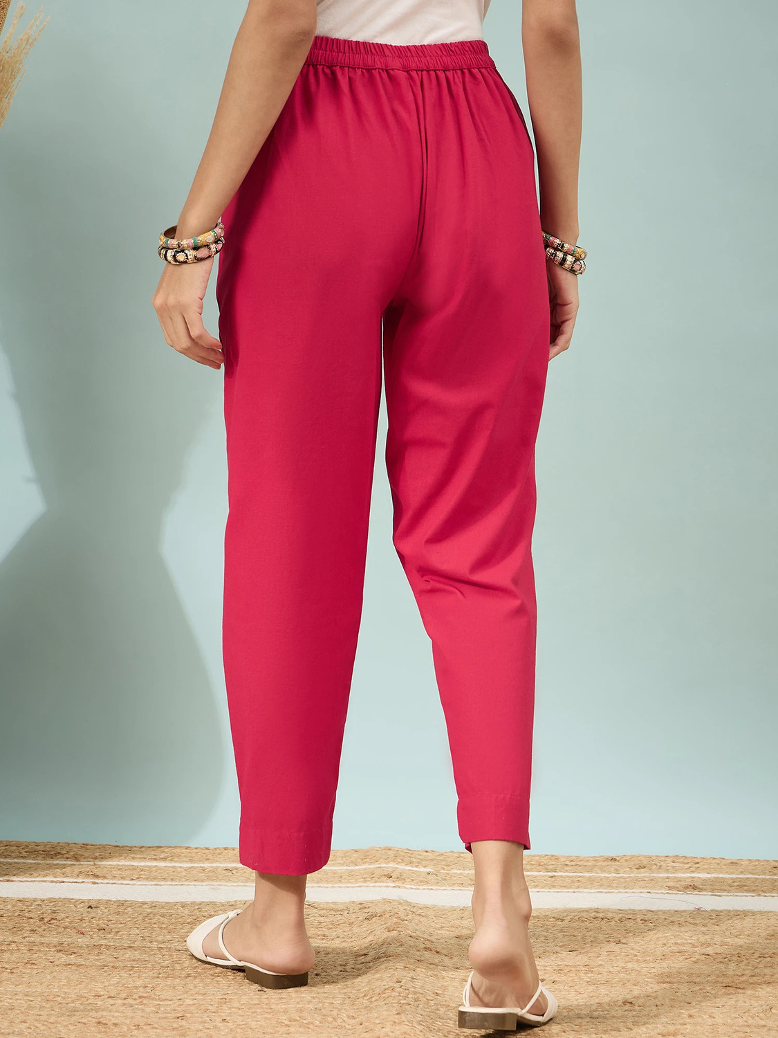 Image of Moda Rapido Regular Fit Women Red Trousers