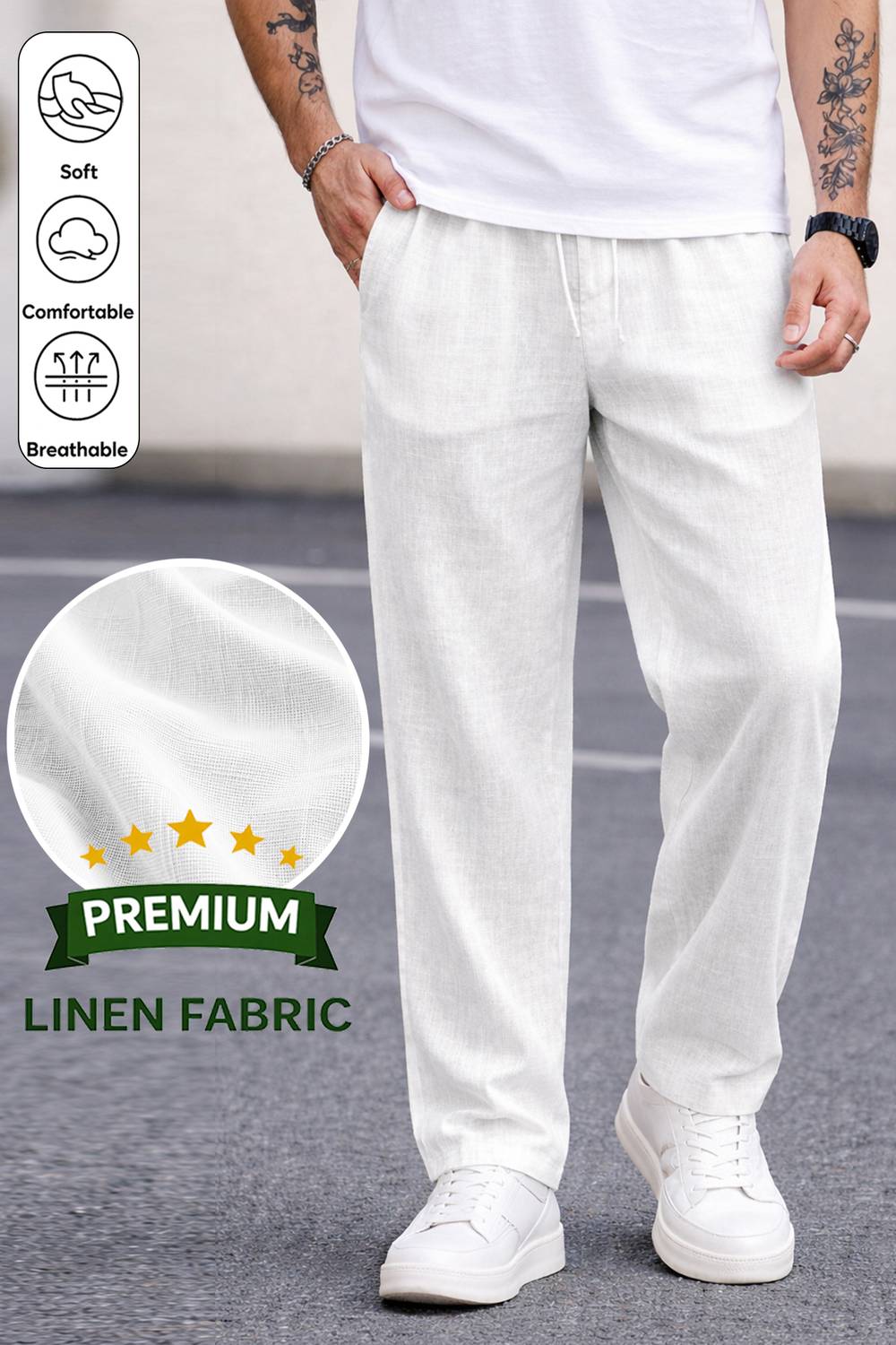 MOTREX Slim Fit Men White Trousers