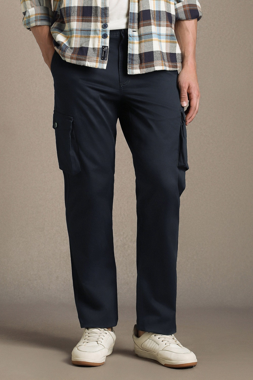 Image of LOUIS PHILIPPE Regular Fit Men Dark Blue Trousers