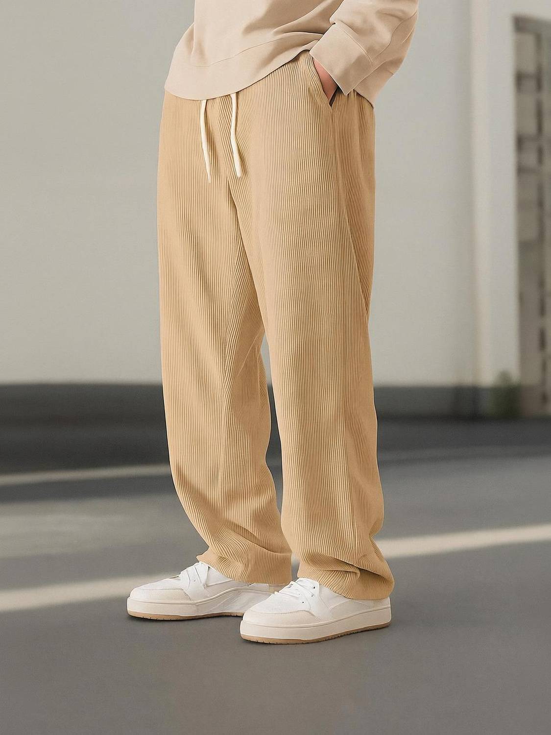 Fabflee Regular Fit Men Beige Trousers - Image 1