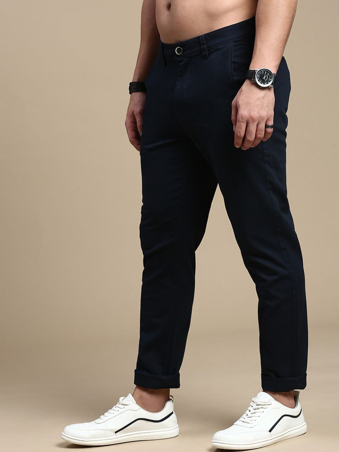 Image of Roadster Regular Fit Men Blue Trousers