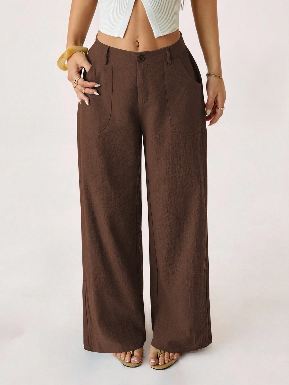 Image of Leriya Fashion Relaxed Women Brown Trousers