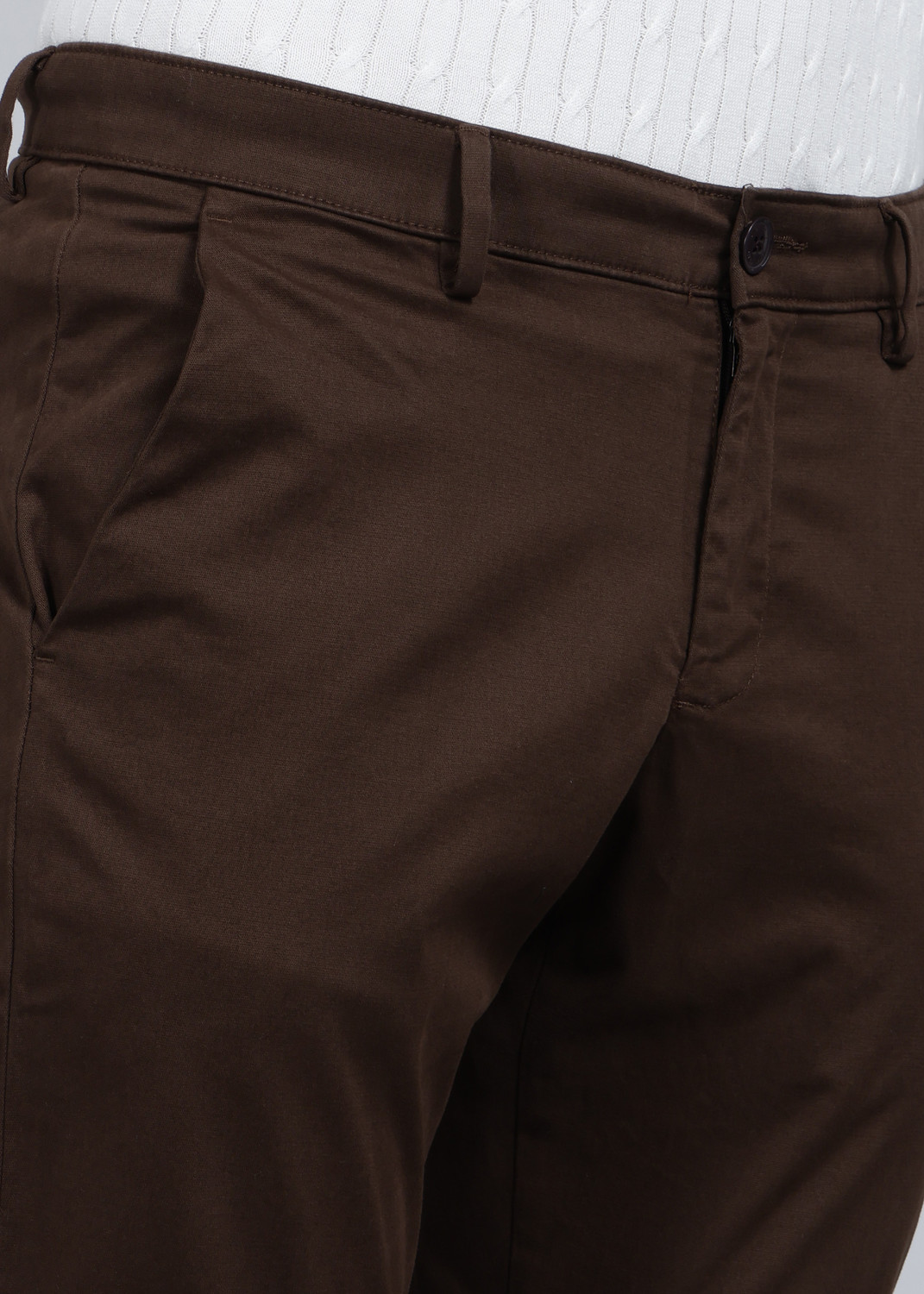 Image of Allen Solly Regular Fit Men Brown Trousers