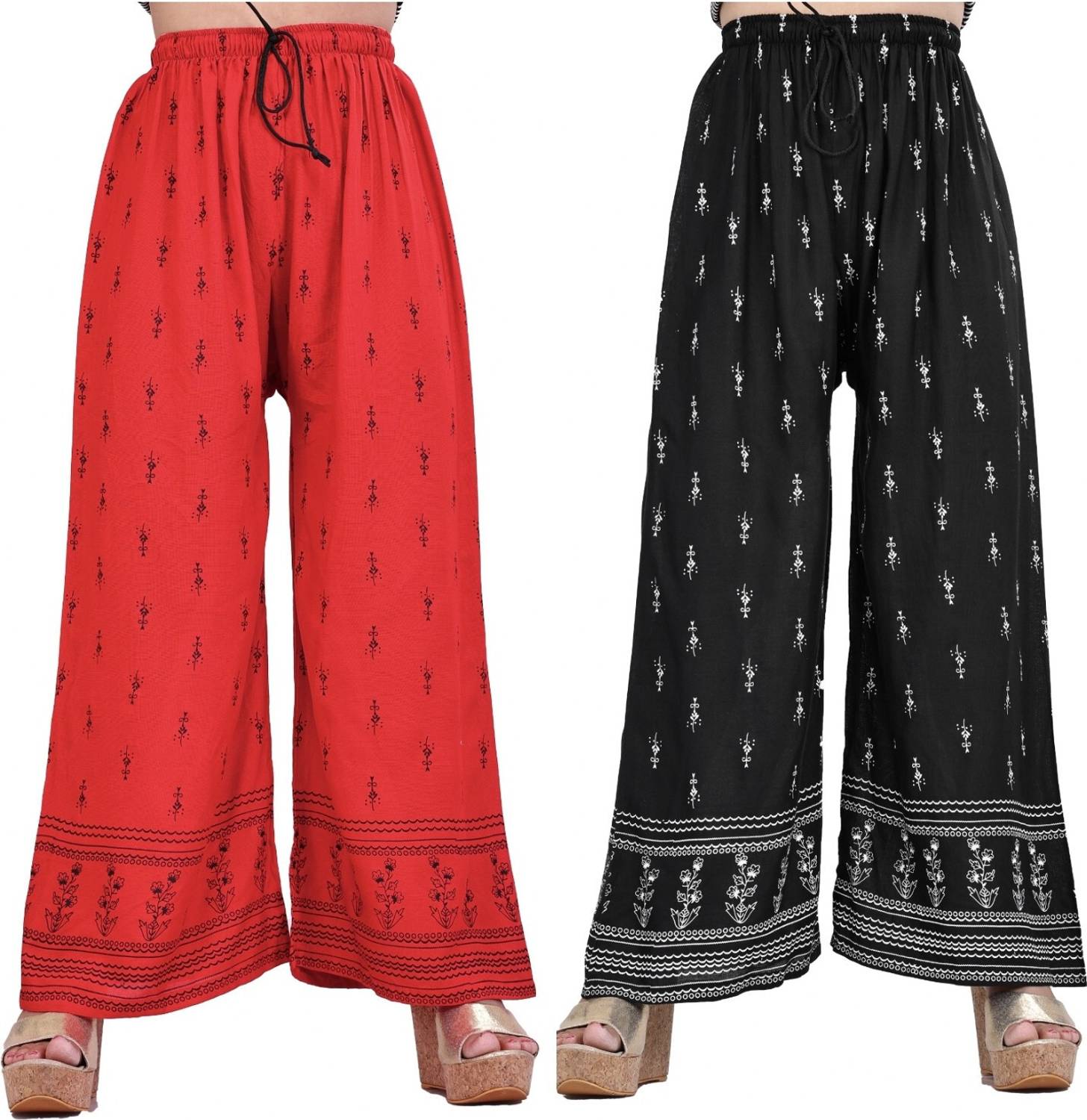 4K FASHION Flared Women Red, Black Trousers