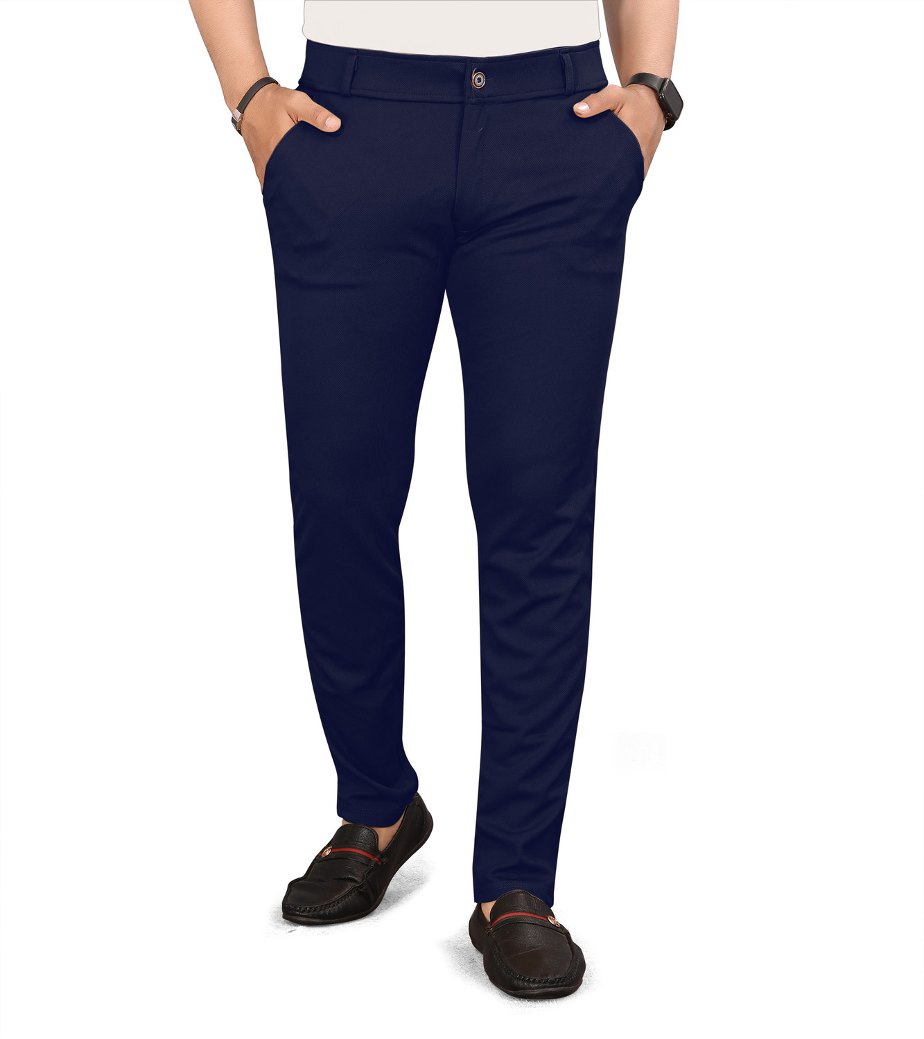 Image of TENIT Slim Fit Men Blue, Silver Trousers