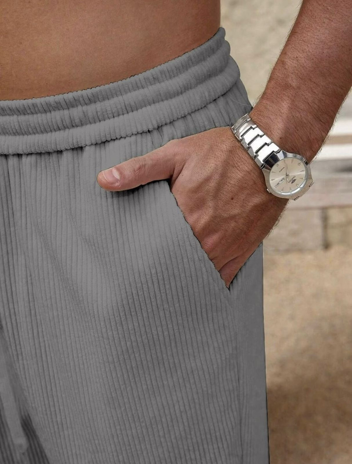 Image of SPOQUE Loose Fit Men Grey Trousers