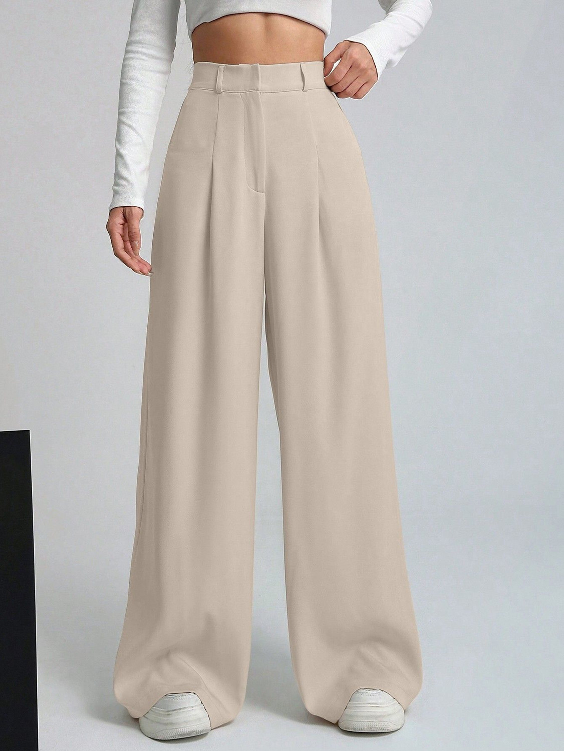 Image of Aahwan Straight Fit Women Beige Trousers
