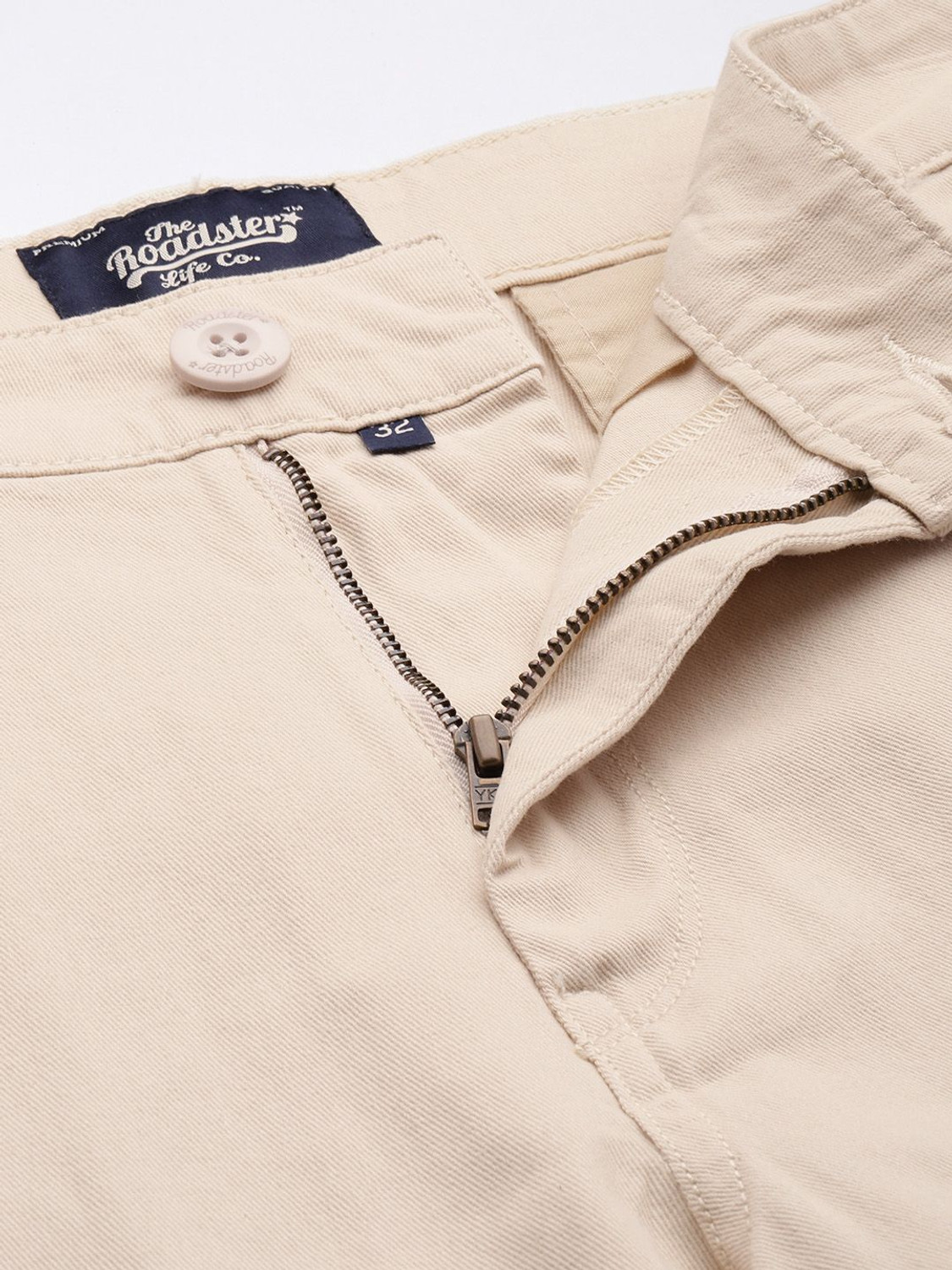 Image of Roadster Regular Fit Men Beige Trousers