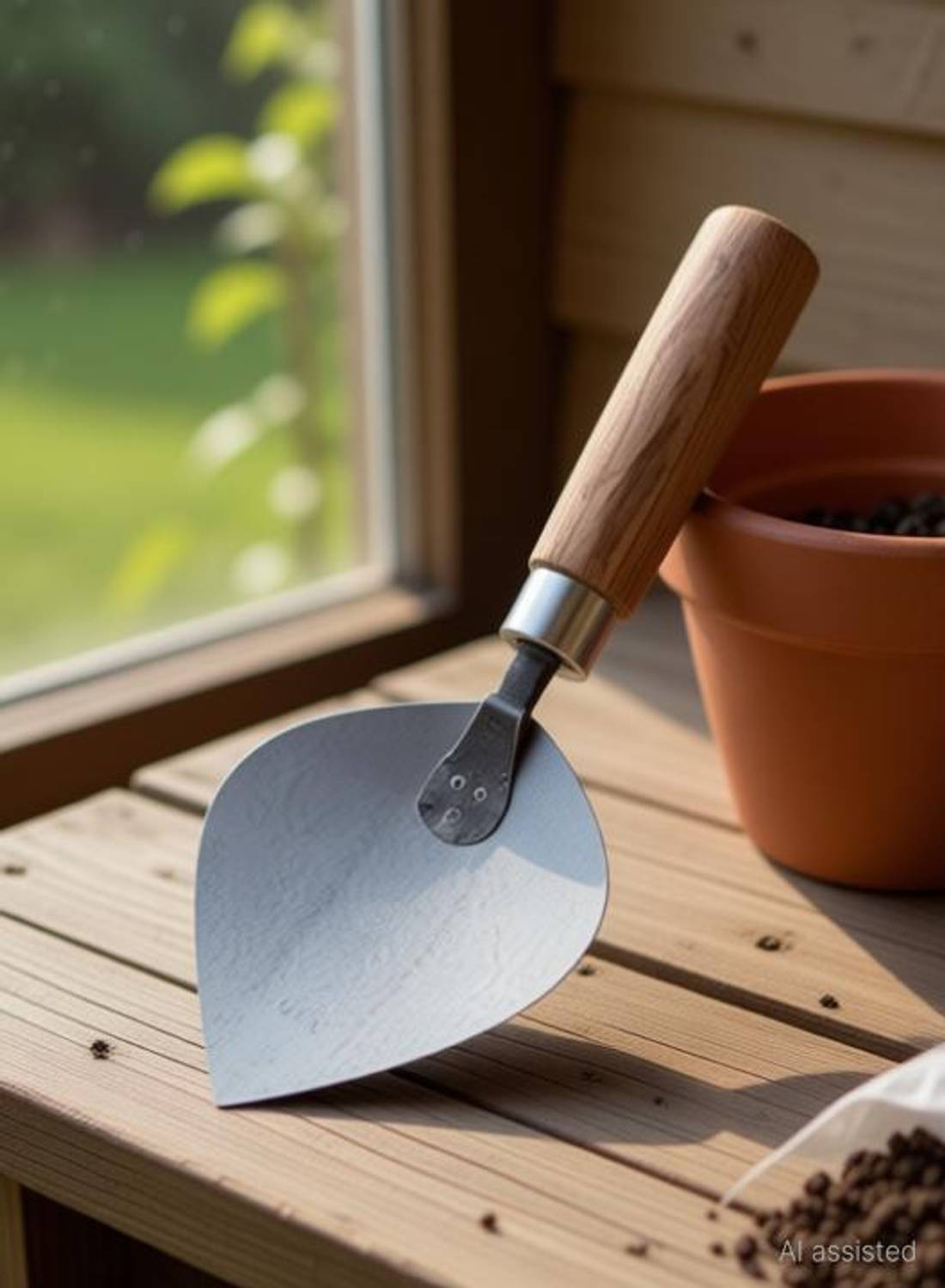 AuraZen Trowel with and Wood Trowel,karni (Pack of 1) Garden Tool Kit 30 cm Garden Trowel