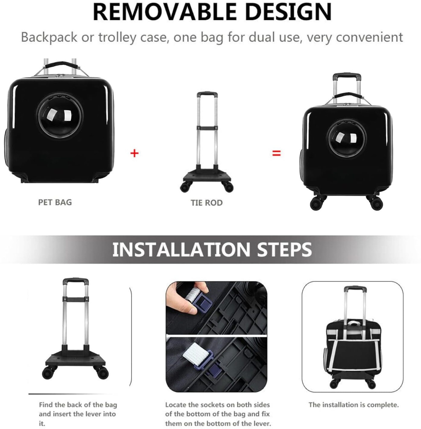 Image of DogTrust Portable Cat Trolley Case Breathable Hiking for Small Animals MULTICOLOR Airline Pet Carrier