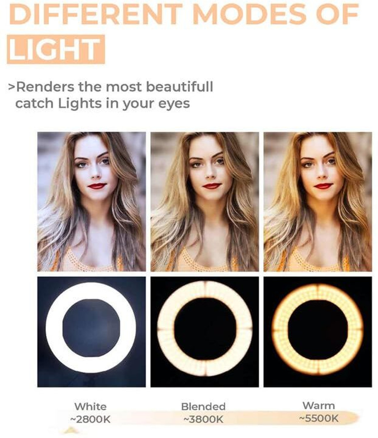 Image of colorsole 10 inch Portable LED Ring Light with 3 Color Modes Dimmable Lighting A5 200 W 6 cm Tube Light