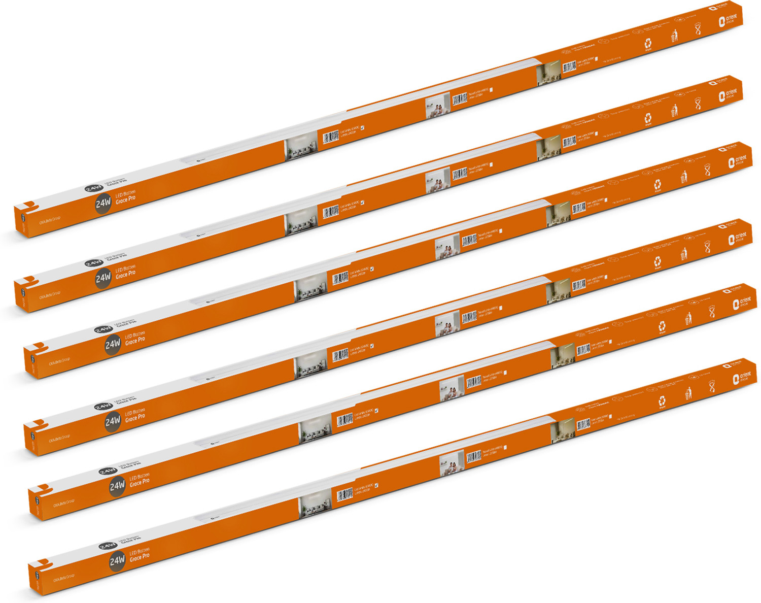 Image of Orient Electric Grace Pro 6500K Square 24W Batten,Highly Efficient & Surge Protection, Pack of 6 24 W 110 cm Tube Light