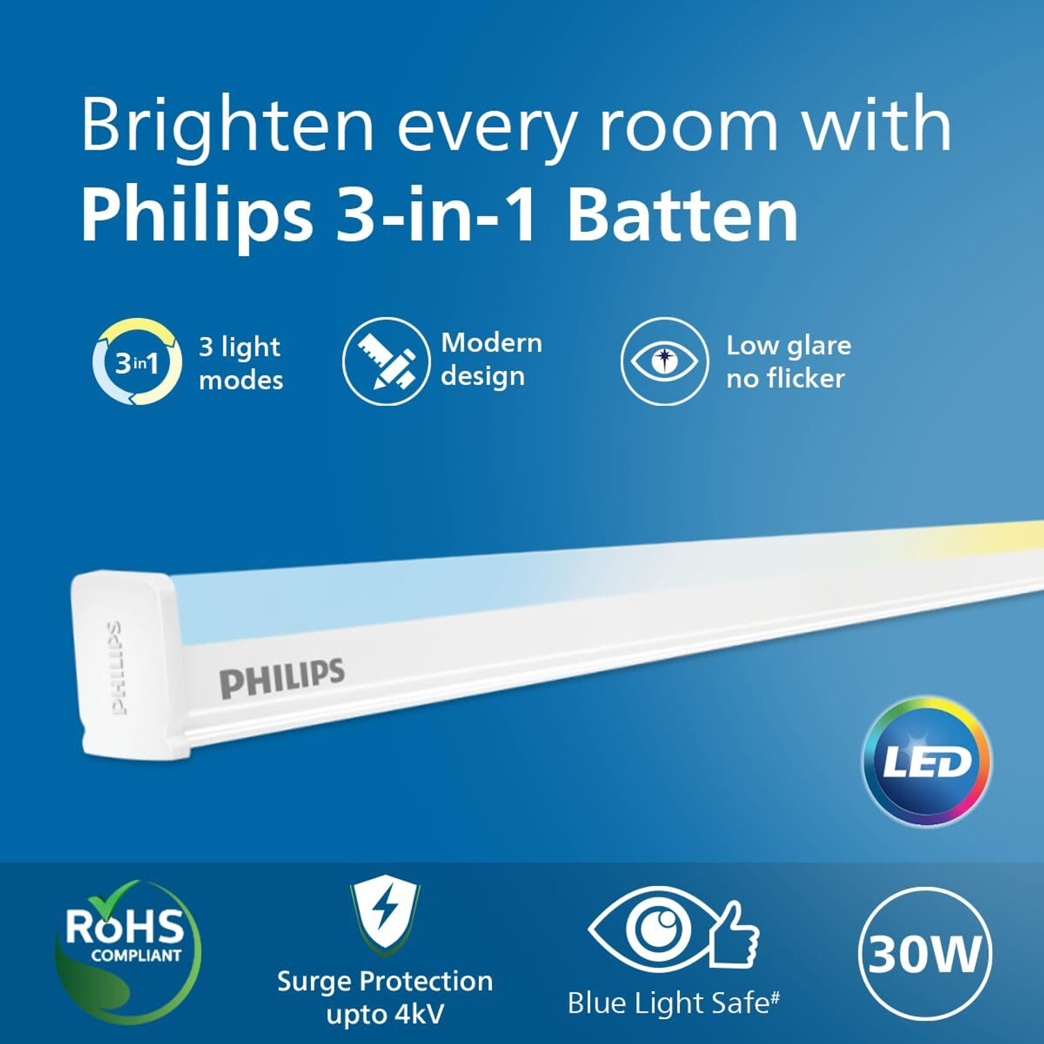 Image of PHILIPS Philips 3 IN 1 30W SPLC 30 W 110 cm Tube Light