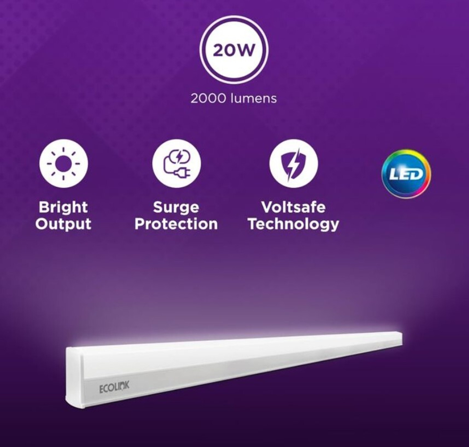 Image of EcoLink CHAMPION 20W LED COOL WHITE BATTEN PACK OF 12 20 W 112 cm Tube Light